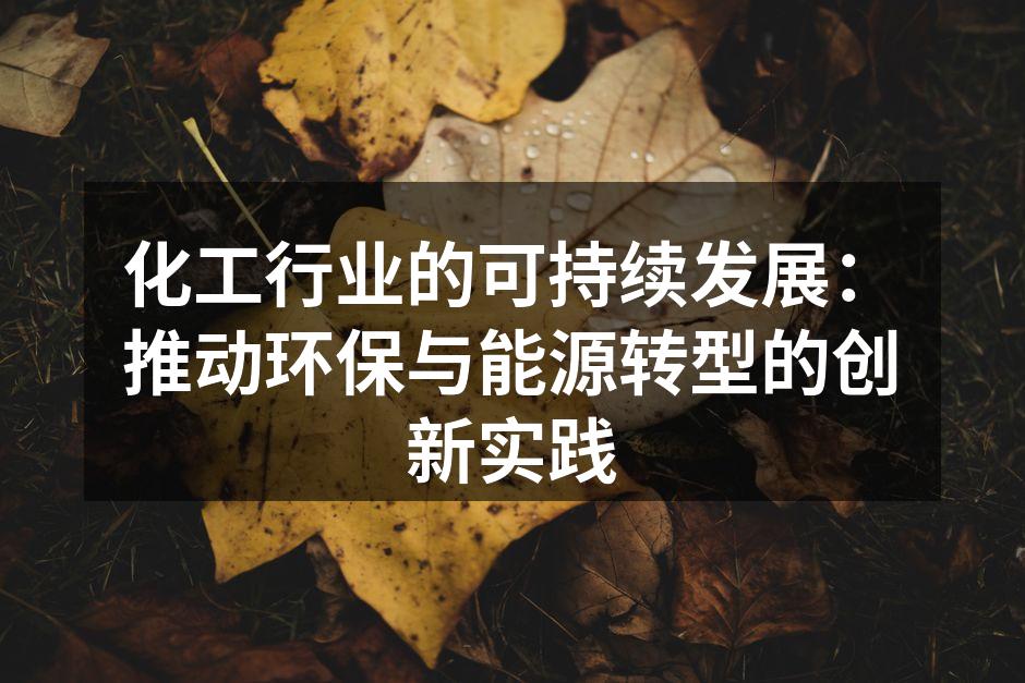 化工行业的可持续发展：推动环保与能源转型的创新实践